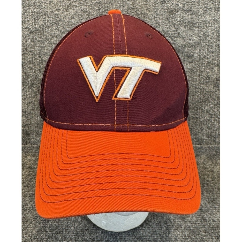 New Era VT Hokies 39THIRTY Stretch Fit Hat Size Small/Medium Maroon Orange